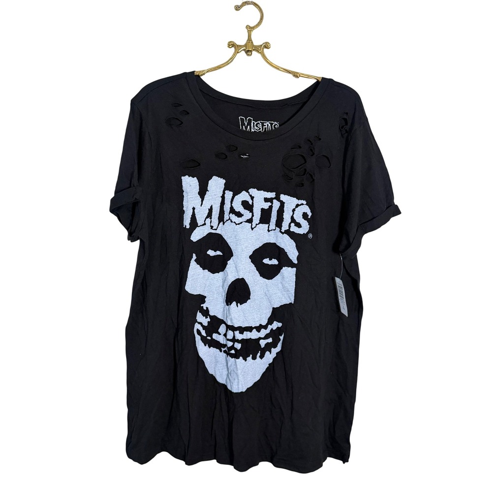 Torrid Misfits Relaxed Fit Distressed Tunic Tee Deep Black Plus Size 1 1X 14-16